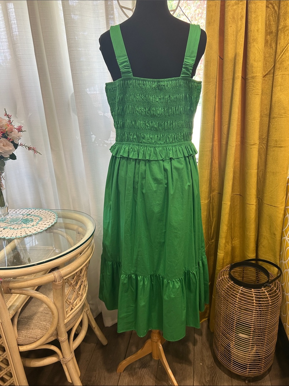 Eliza J Green Smocked Sundress with Button Front - Picture 4 of 4